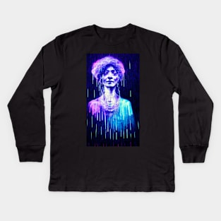 Haunting Woman in the Rain Kids Long Sleeve T-Shirt